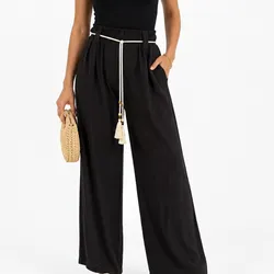 Pantalón con cinto tejido