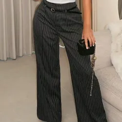 Pantalón de vestir de listas con cinto