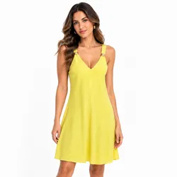 Vestido amarillo hebilla