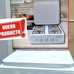 Cocina CHALLENGER de 4 hornillas de meseta con tapa de protección  Dimensiones 