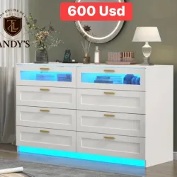 Cómoda de 8 gavetas y luz led