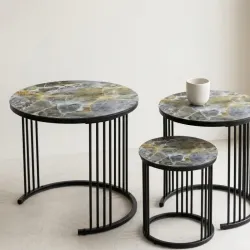 Conjunto de 3 mesitas de porcelanato