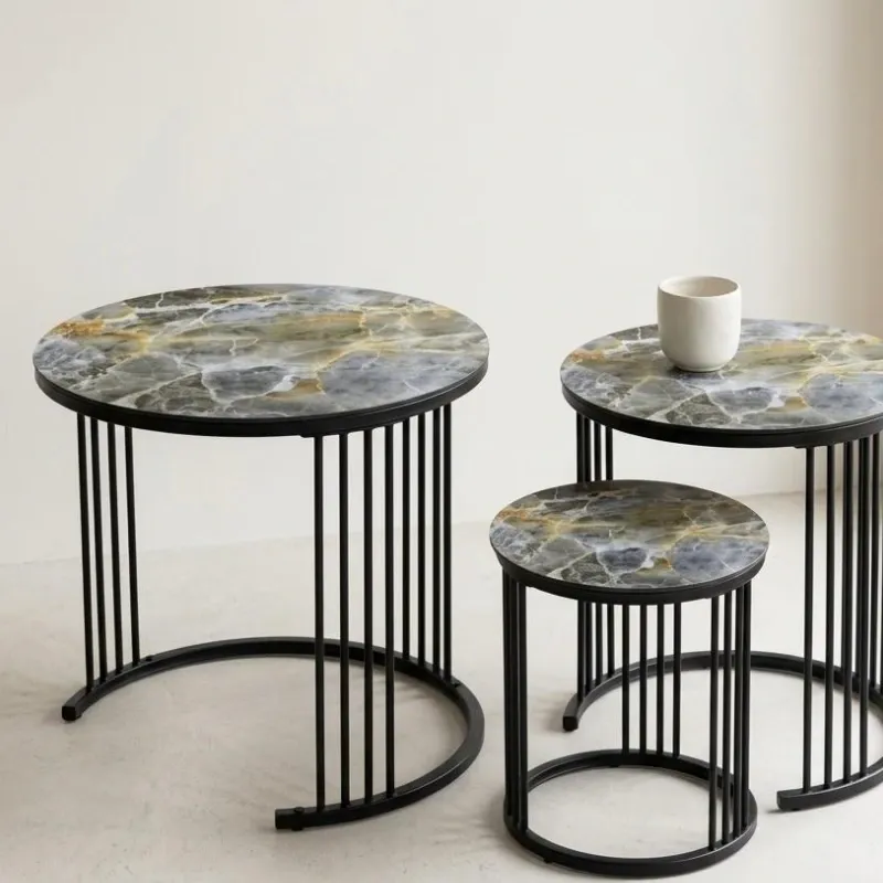 Conjunto de 3 mesitas de porcelanato