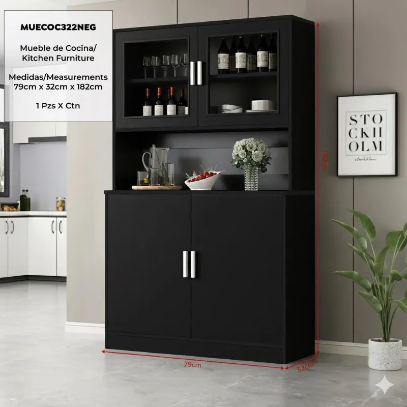 Estante de cocina doble (superior e inferior) de dos puertas código MUECOC322