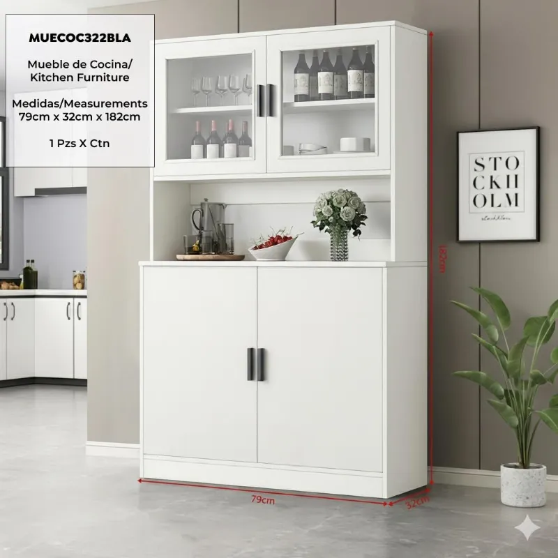 Estante de cocina doble (superior e inferior) de dos puertas código MUECOC322