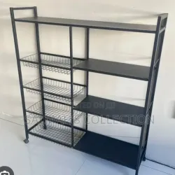 Estante de metal y madera de 4 niveles y  ruedas para la cocina