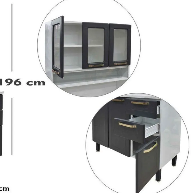 Estante doble (superior e inferior) de tres puertas