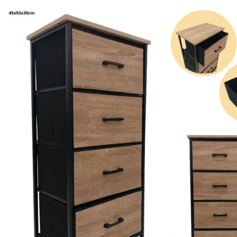 Gavetero de metal y madera
