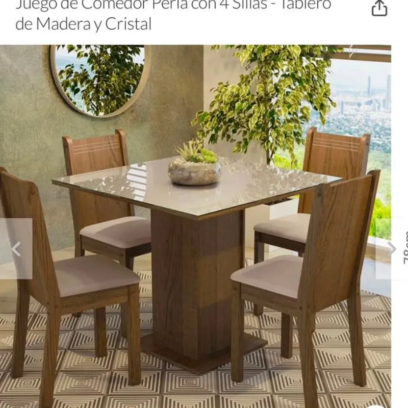 Juego de comedor de 4 plazas de madera