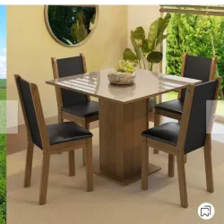 Juego de comedor de 4 plazas de madera
