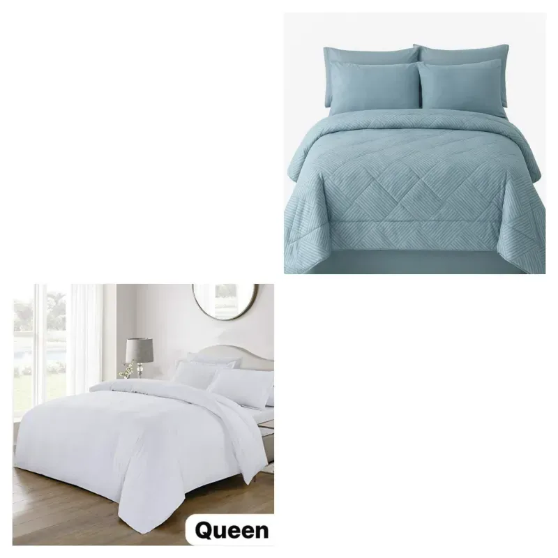 Juego de edredón queen de colores sobrios (5 piezas) 