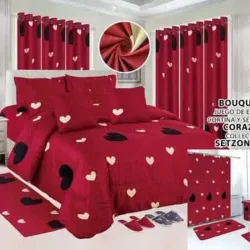 Juego de edredón medida queen Bouquetex Corazón Collection(24 piezas)