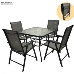 Juego de terraza de mesa rectangular con 4 sillas