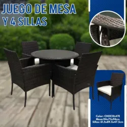 Juego de terrazas de mesa redonda con 4 sillas