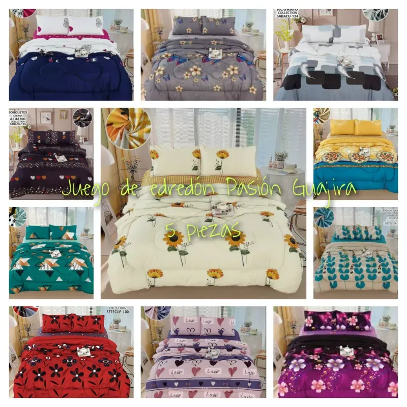 Juegos de edredón estampado full Pasión Guajira (5 piezas) 