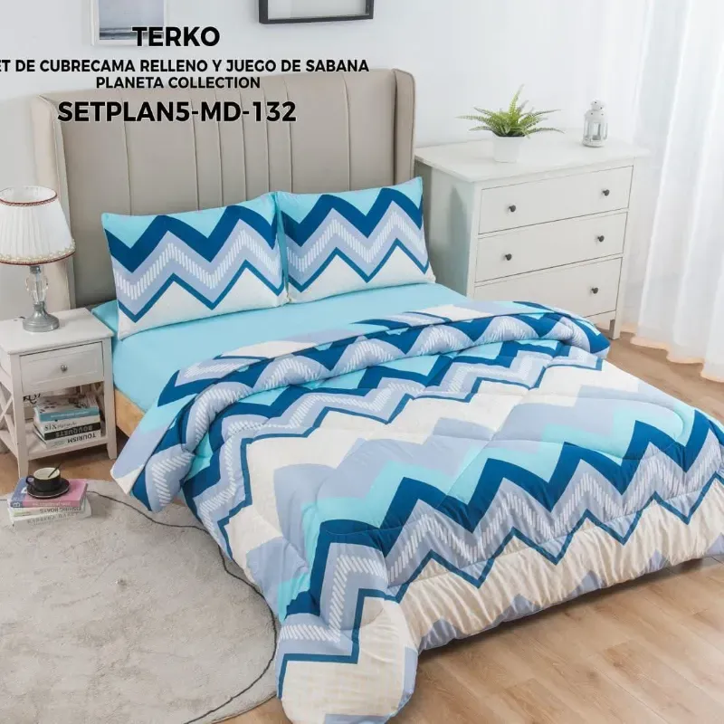 Juegos de edredón estampado full Terko Planeta Collection (5 piezas) 