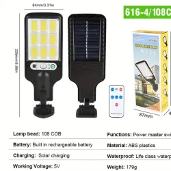 Lámpara para exterior con mando a distancia y panel solar con sensor de movimiento (modelo LABD)