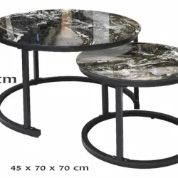 Mesita de centro doble con superficie de porcelanato 