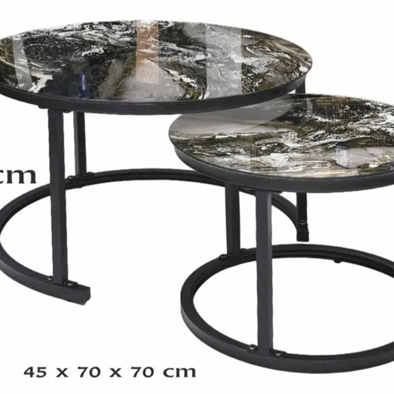 Medita de centro doble con superficie de porcelanato 