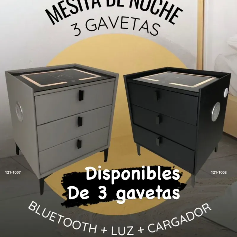 Mesita de noche de 3 gavetas