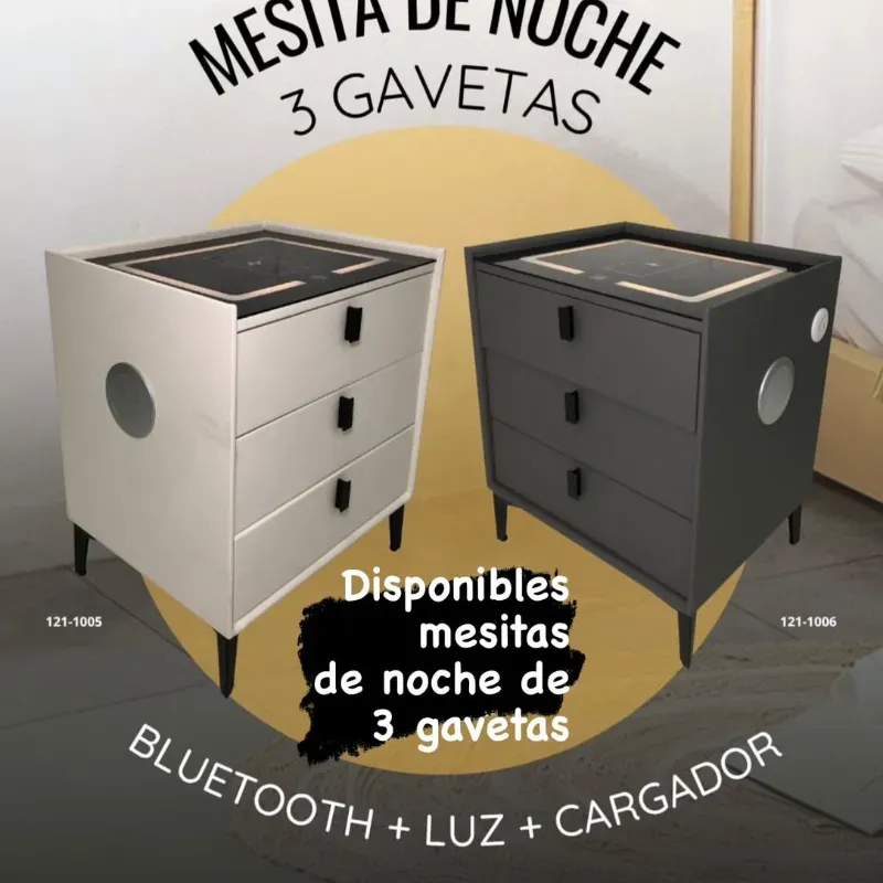 Mesita de noche de 3 gavetas
