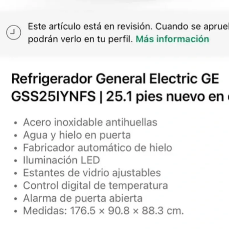 Refrigerador General Electric con dispensador de hielo y agua Side by Side 25 pies