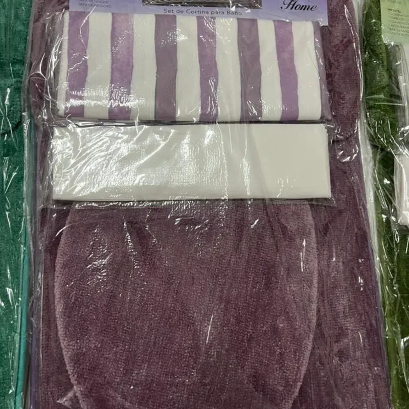 Set de baño, juego de alfombras y cortina