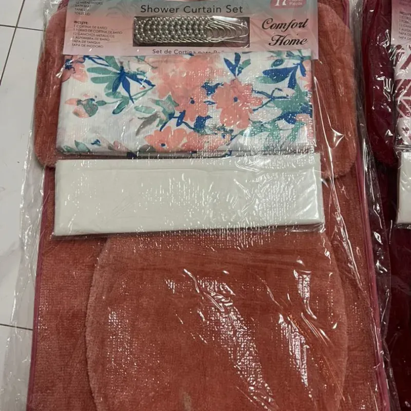 Set de baño, juego de alfombras y cortina