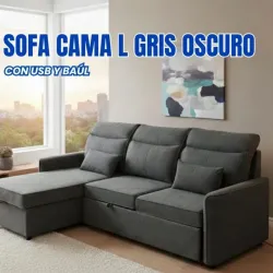 Sofá cama en L con baúl