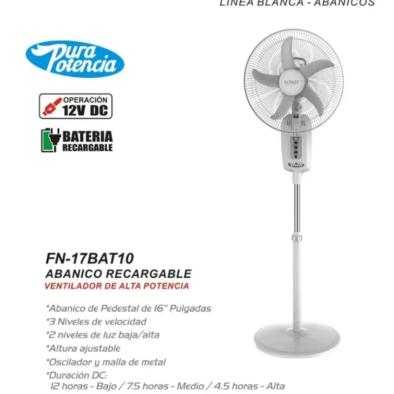 Ventilador de pedestal recargable