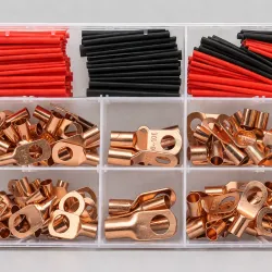 Caja con terminales de ojo con termo retráctil