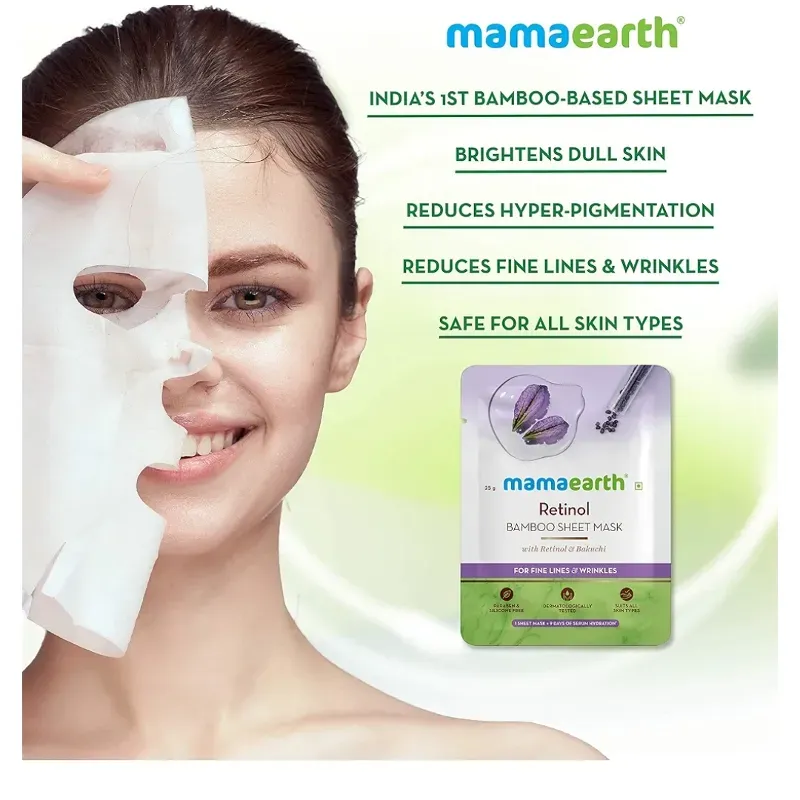 Mamaearth Máscara de hoja de bambú con retinol.