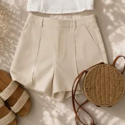 Short de vestir beige