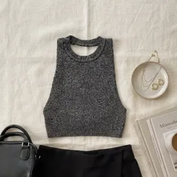 Top de brillos gris