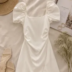Vestido blanco corto de mangas