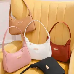 Bolso de hombro de moda unicolor con cierre de cremallera y muñequera