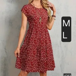 Encantador Vestido Línea A con Estampado Floral y Cuello Redondo - Elegante Manga Corta, Uso Cómodo, Perfecto para Primavera y Verano, Ropa de Mujer, Vestido Estiloso y Versátil para Actividades al Aire Libre