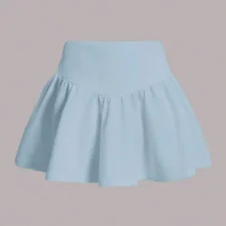 Falda plisada de cintura alta con dobladillo asimétrico y volantes, en color uniforme, para mujer en verano