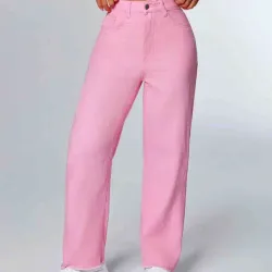 Jeans de pierna recta de talle alto bajo crudo