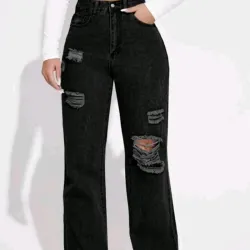 Jeans desgarro de talle alto