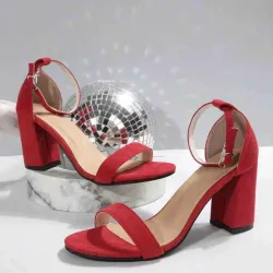 Sandalias de tacón alto con correa sexy, de moda, con tacón grueso sencillo para mujer