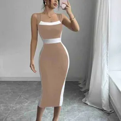 Vestido ajustado de estilo elegante con diseño de color contrastante