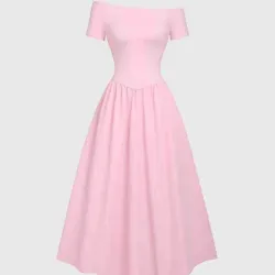 Vestido de verano elegante de manga corta con cuello asimétrico y color liso