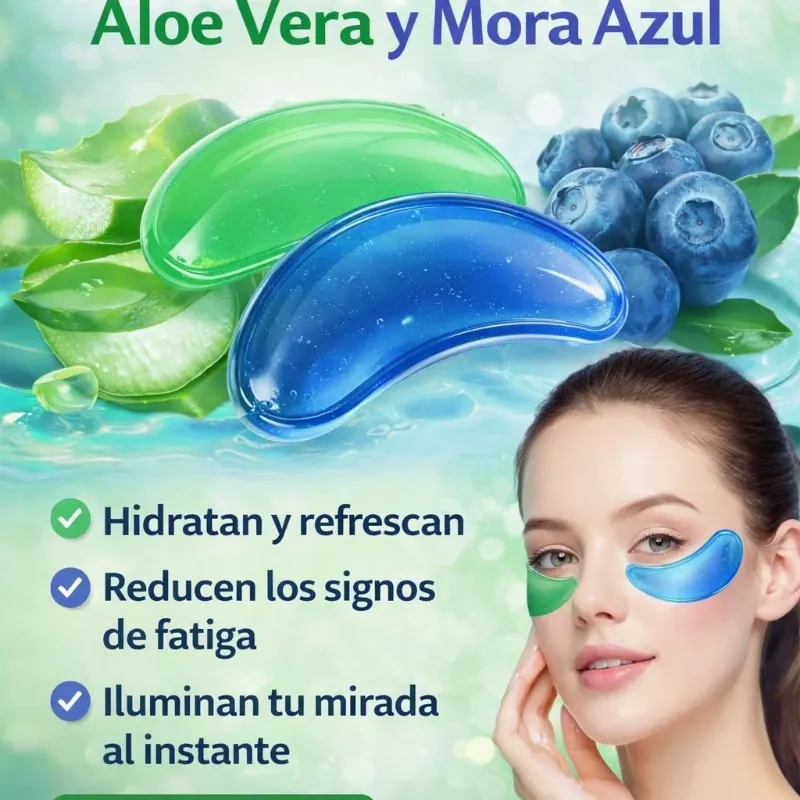 Parches para ojeras con extracto de aloe vera y mora azul 🫐