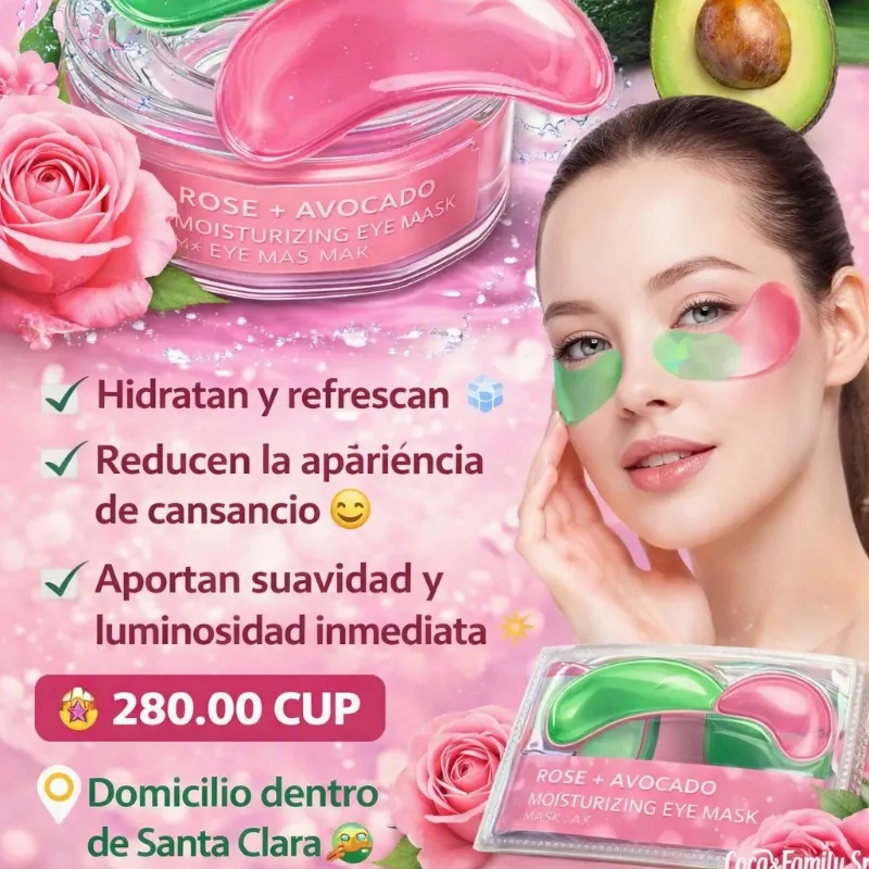 Parches para ojeras con extracto de Rosas 🌹 y aguacate 🥑