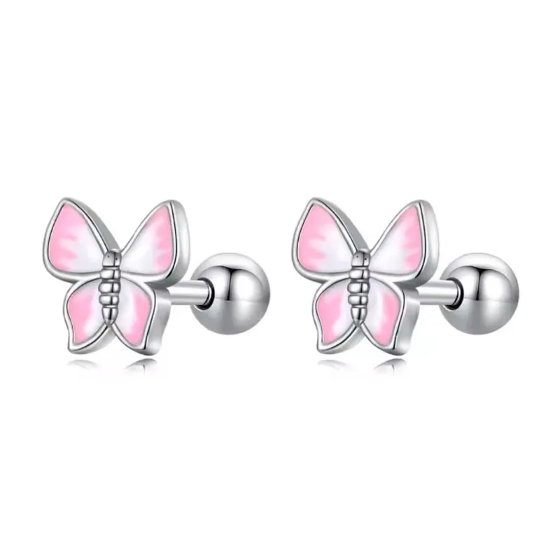 Aretes de mariposas rosadas