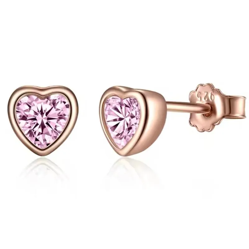 Corazón de oro rosa con piedra rosada