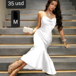 Vestido blanco satinado xr-23