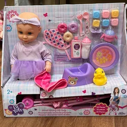 Set de muñeca bebé con accesorios y coche