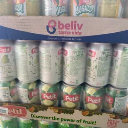 Caja de jugos de latas